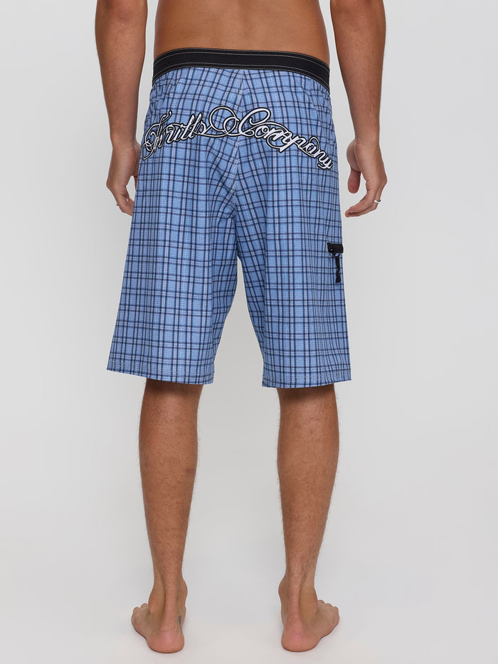 Lost Cause Check Boardshort - Vintage Blue