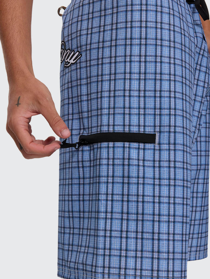 Lost Cause Check Boardshort - Vintage Blue