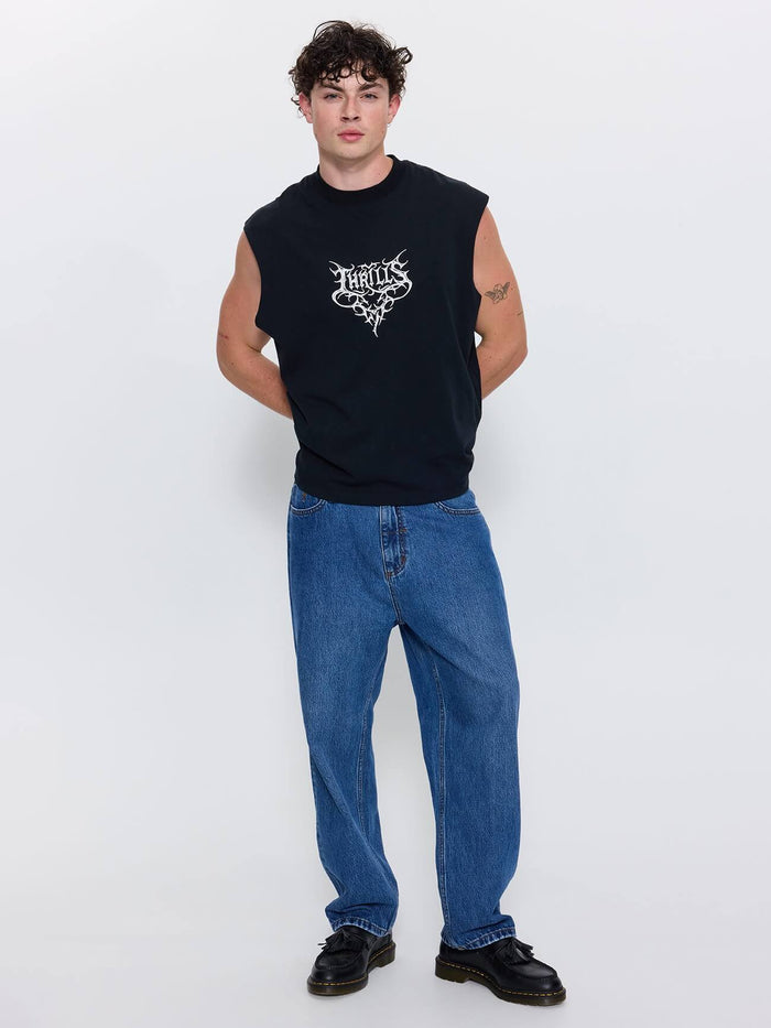 Mid Slacker Relaxed Denim Jean - Darker Dust Blue 26
