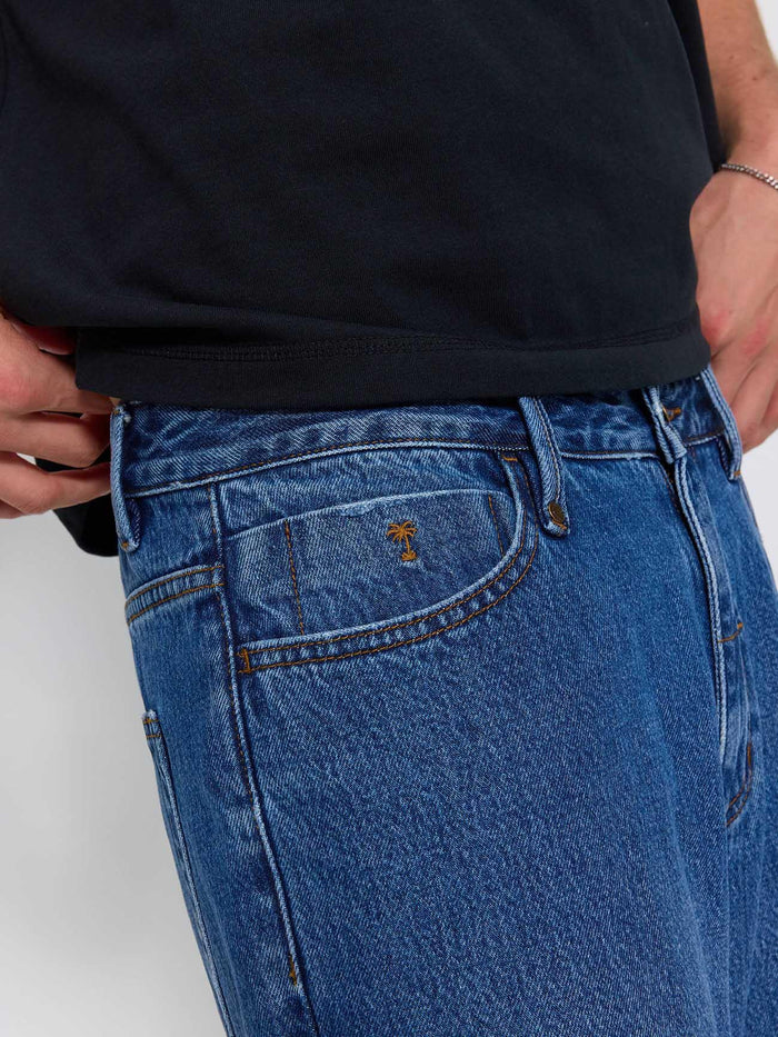Mid Slacker Relaxed Denim Jean - Darker Dust Blue 26