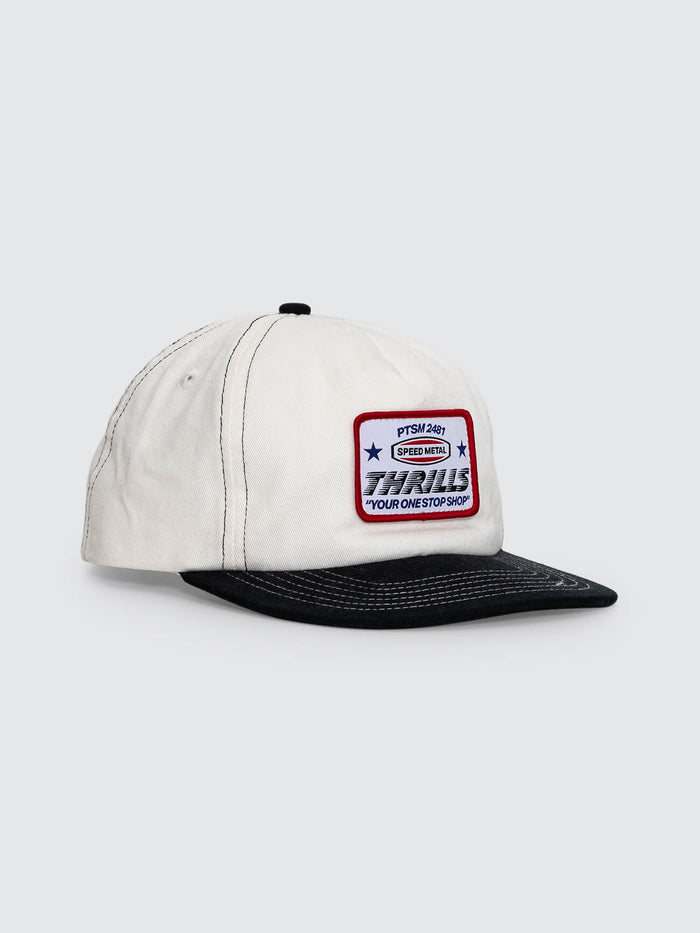 One Stop 5 Panel Short Brim Cap - Bone - Black