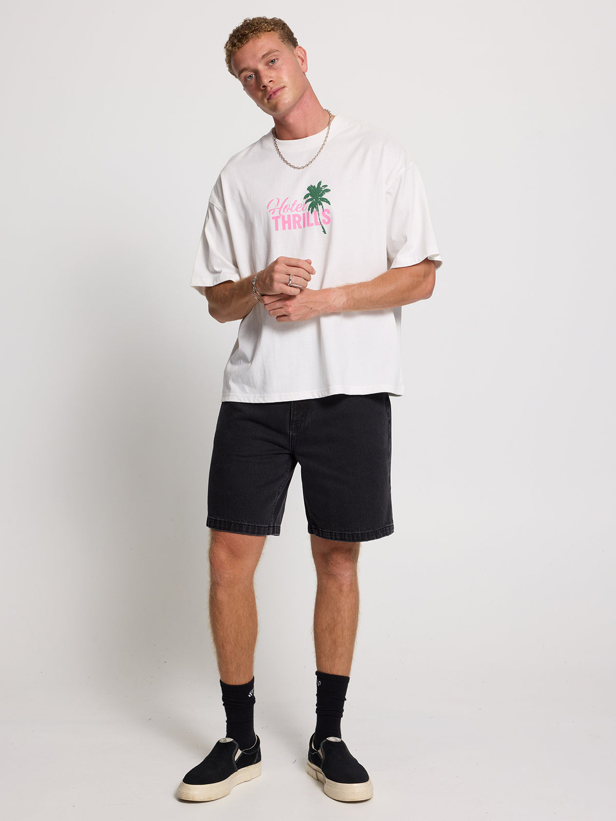 Hotel Thrills Box Crop Tee - Dirty White XXS