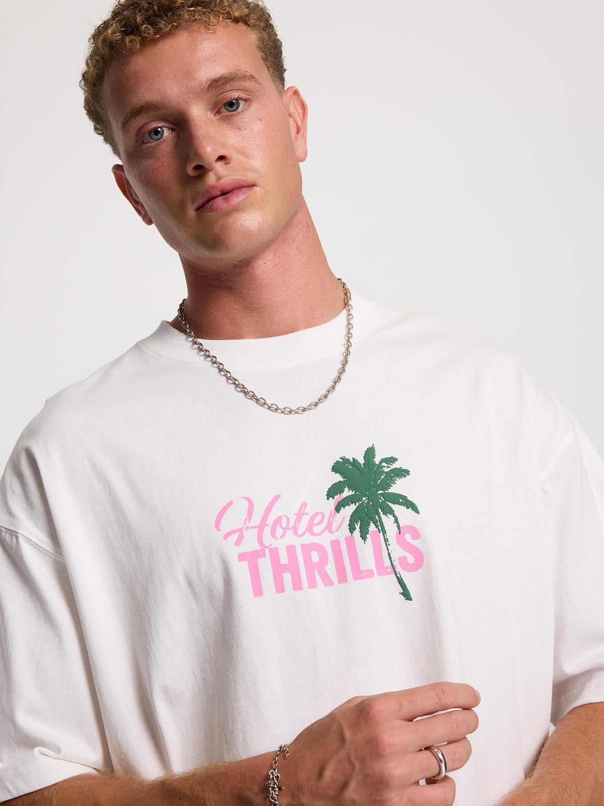 Hotel Thrills Box Crop Tee - Dirty White XXS