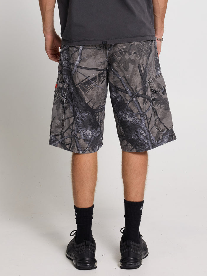 Brigade Camo Biggest Slacker Pleated Cargo Short - Dark Charcoal 26