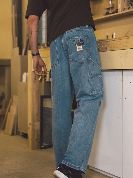 Hard Yakka X Thrills Big Slacker Carpenter Jean - Drill Blue
