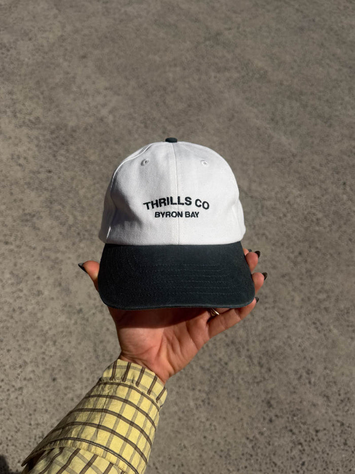 Thrills Co 6 Panel Cap - Off White - Yakka Green