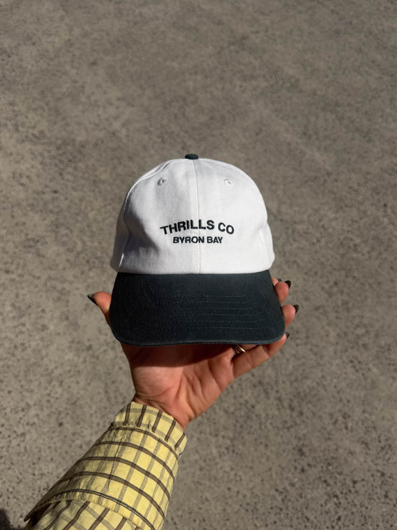 Thrills Co 6 Panel Cap - Off White - Yakka Green