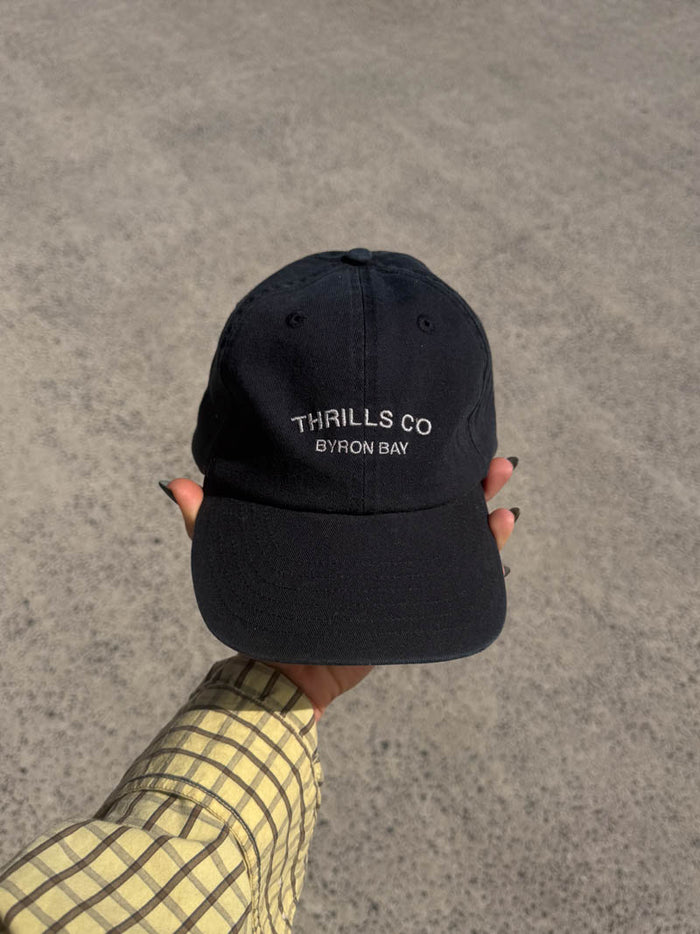 Thrills Co 6 Panel Cap - Washed Black