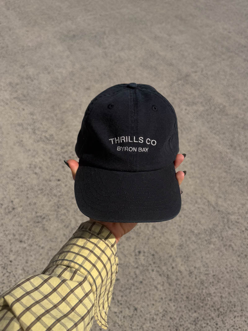 Thrills Co 6 Panel Cap - Washed Black