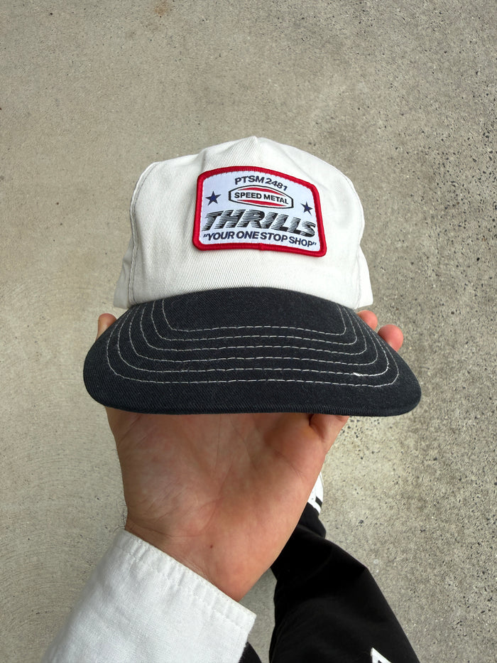 One Stop 5 Panel Short Brim Cap - Bone - Black