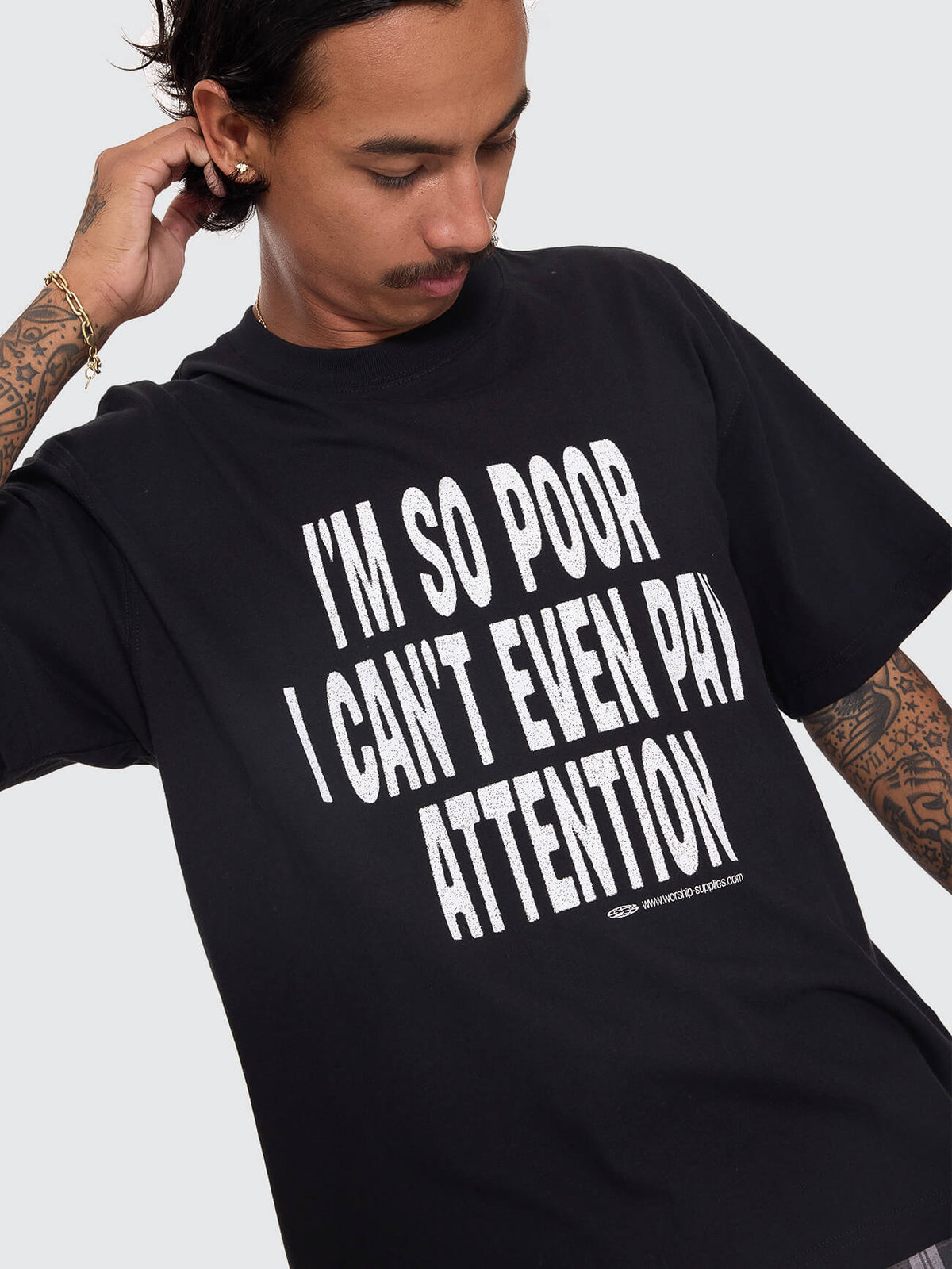 Pay Attention Fitted Tee - Black XS