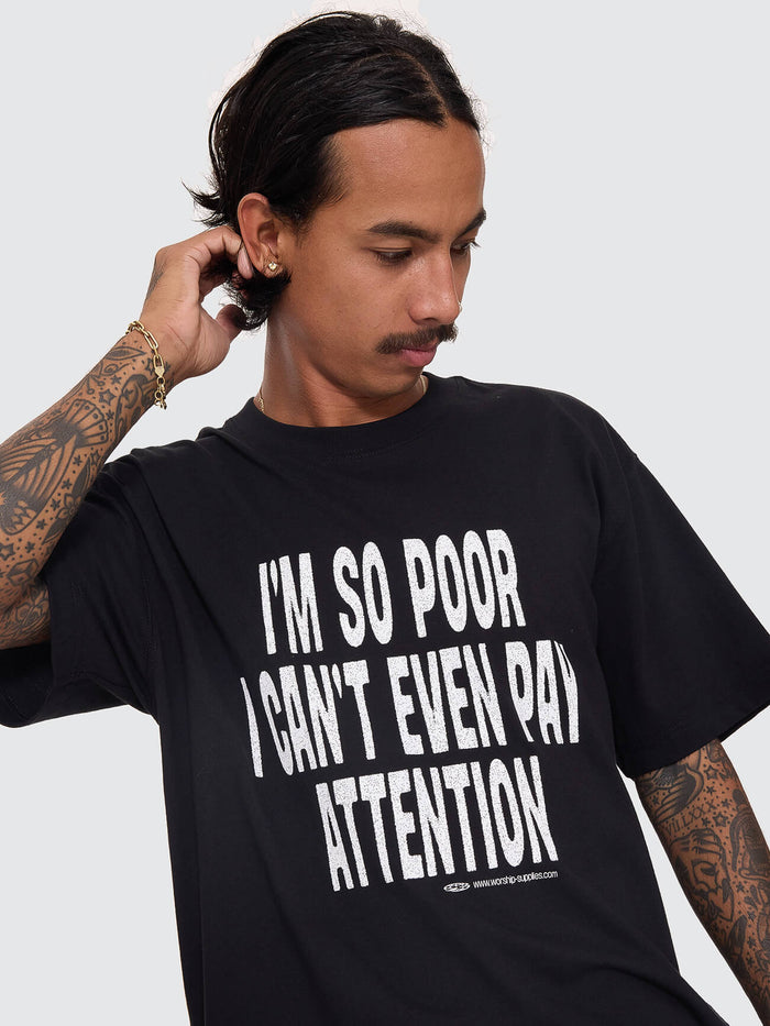 Pay Attention Fitted Tee - Black XS
