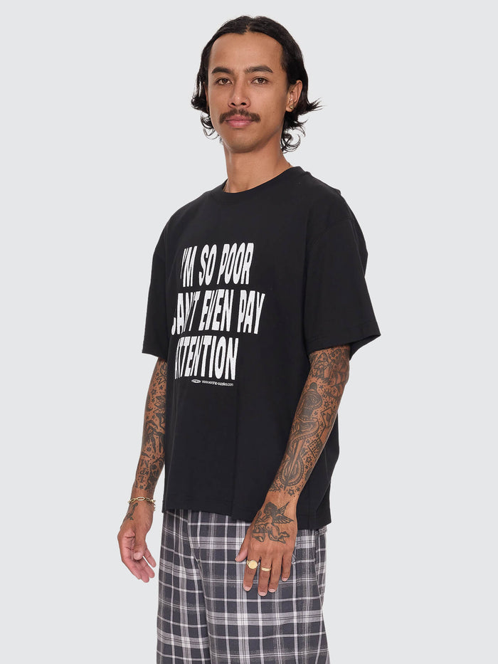 Pay Attention Fitted Tee - Black XS