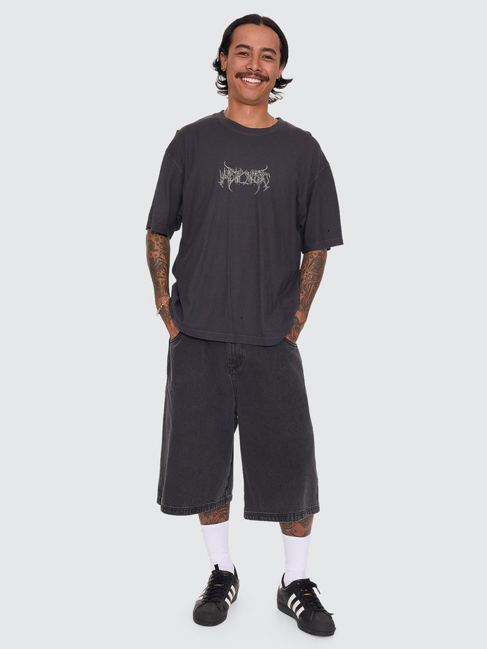 Spinal Cotton Linen Tee - Pigment Black