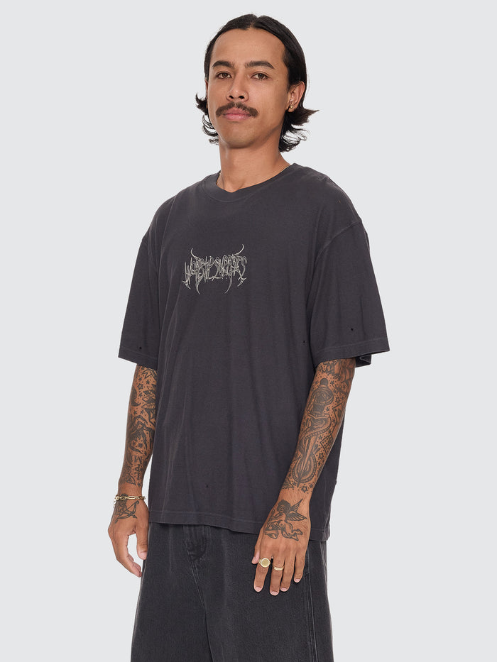 Spinal Cotton Linen Tee - Pigment Black