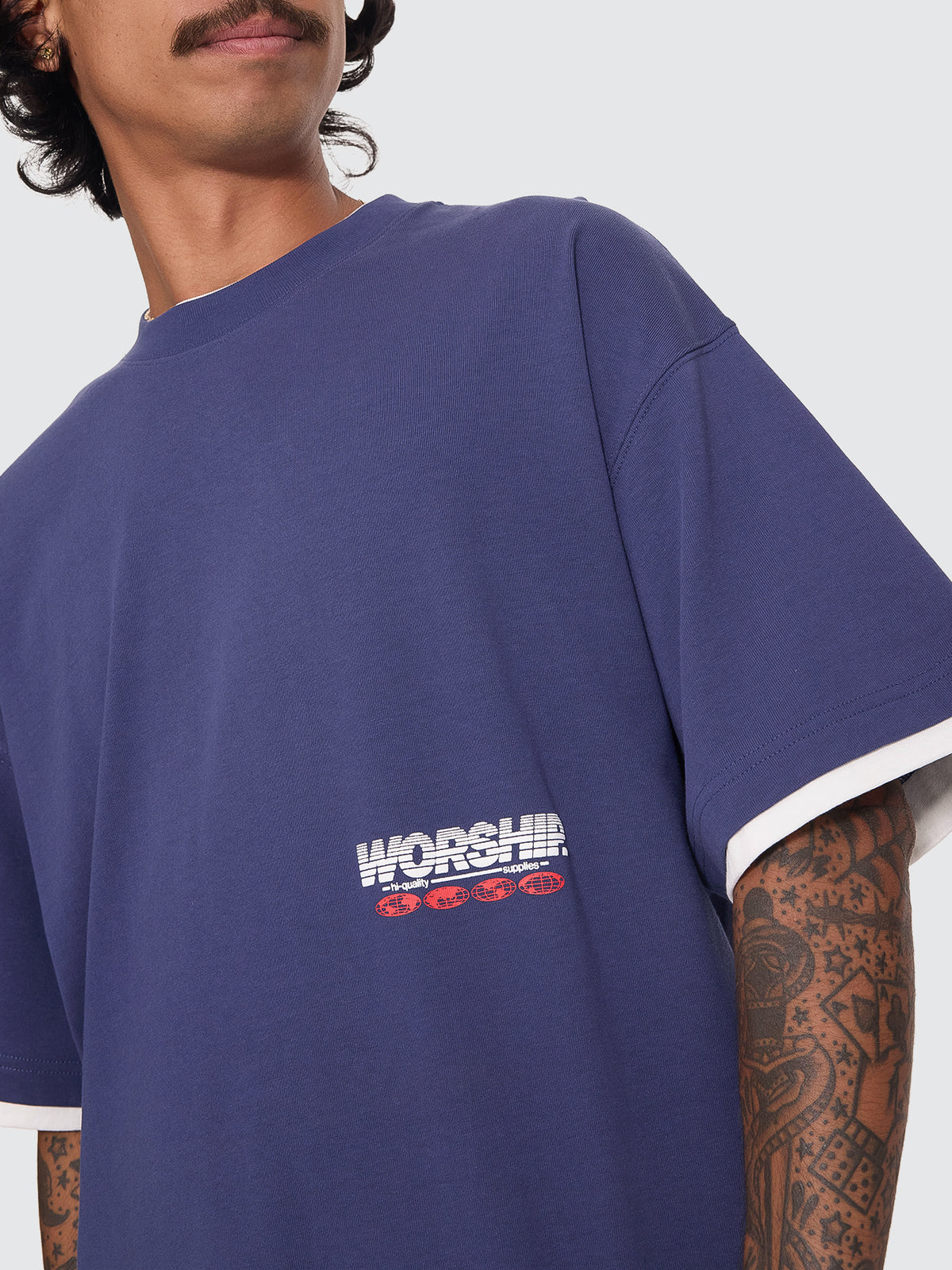 Half Court Box Crop Layer Tee - Medieval Blue