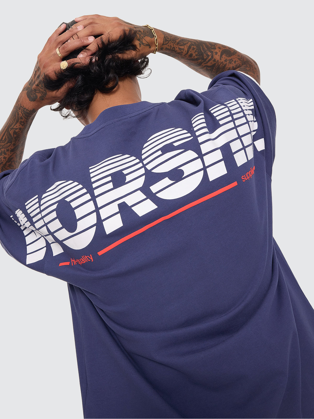 Half Court Box Crop Layer Tee - Medieval Blue
