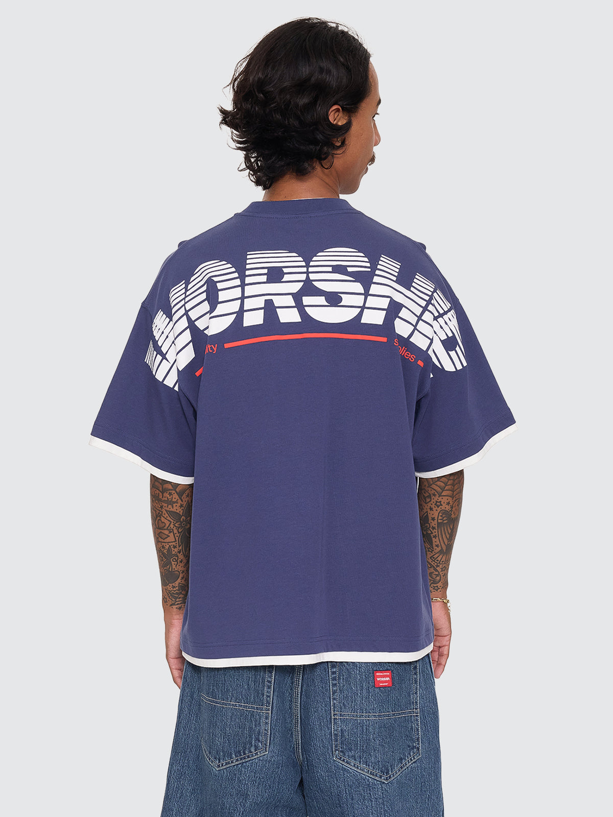 Half Court Box Crop Layer Tee - Medieval Blue