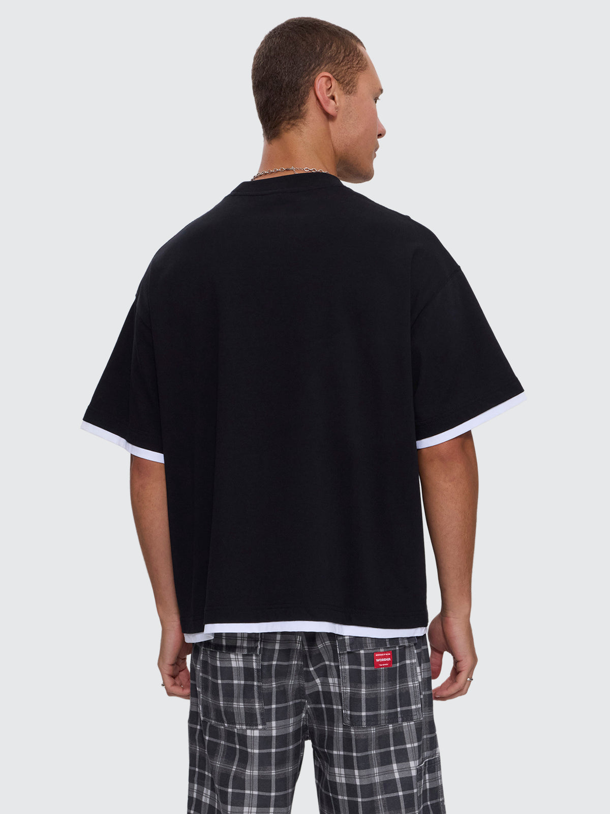 Pitted Box Crop Layer Tee - Black