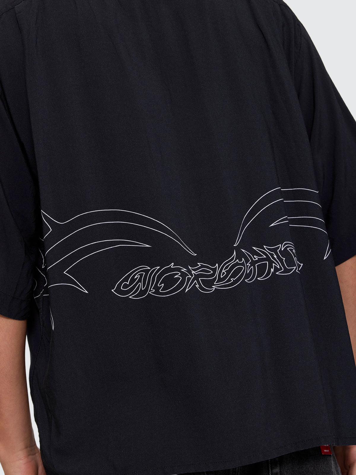 Wahpah Cropped Bowling Shirt - Black