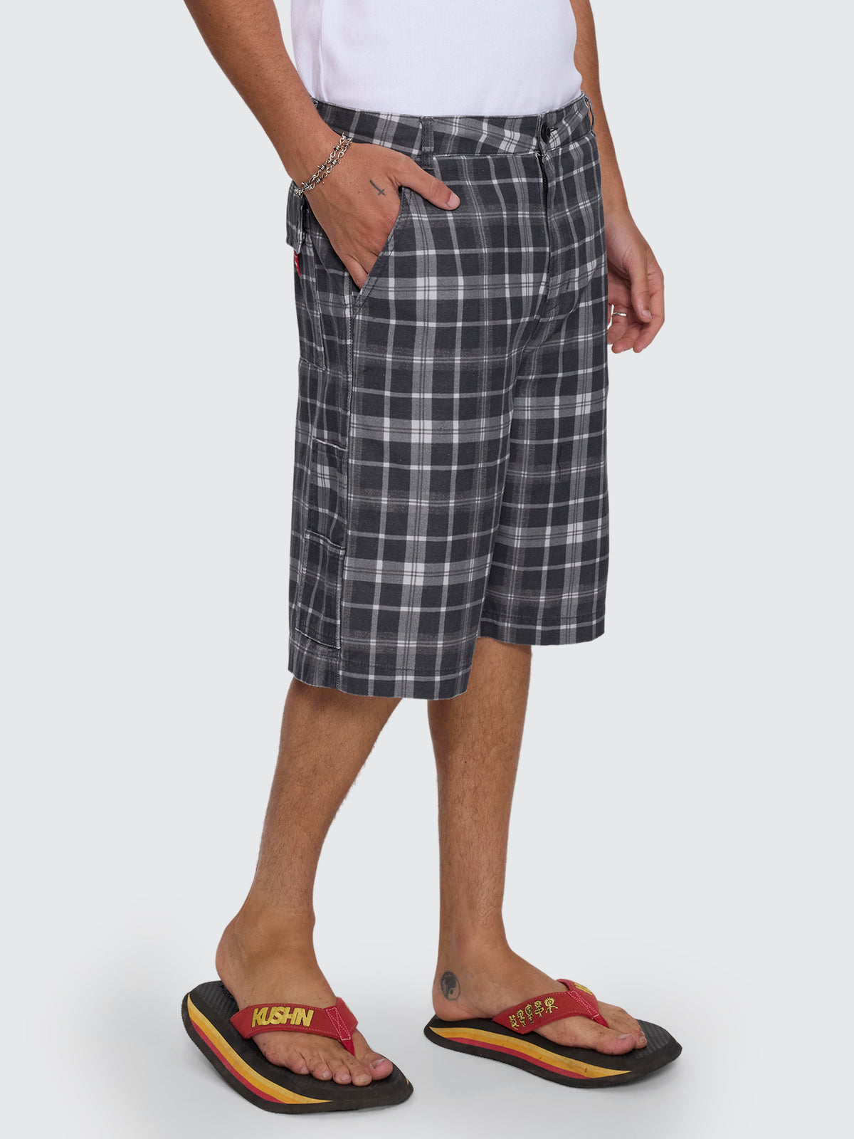 Overdue Fatigue Short - Charcoal Check