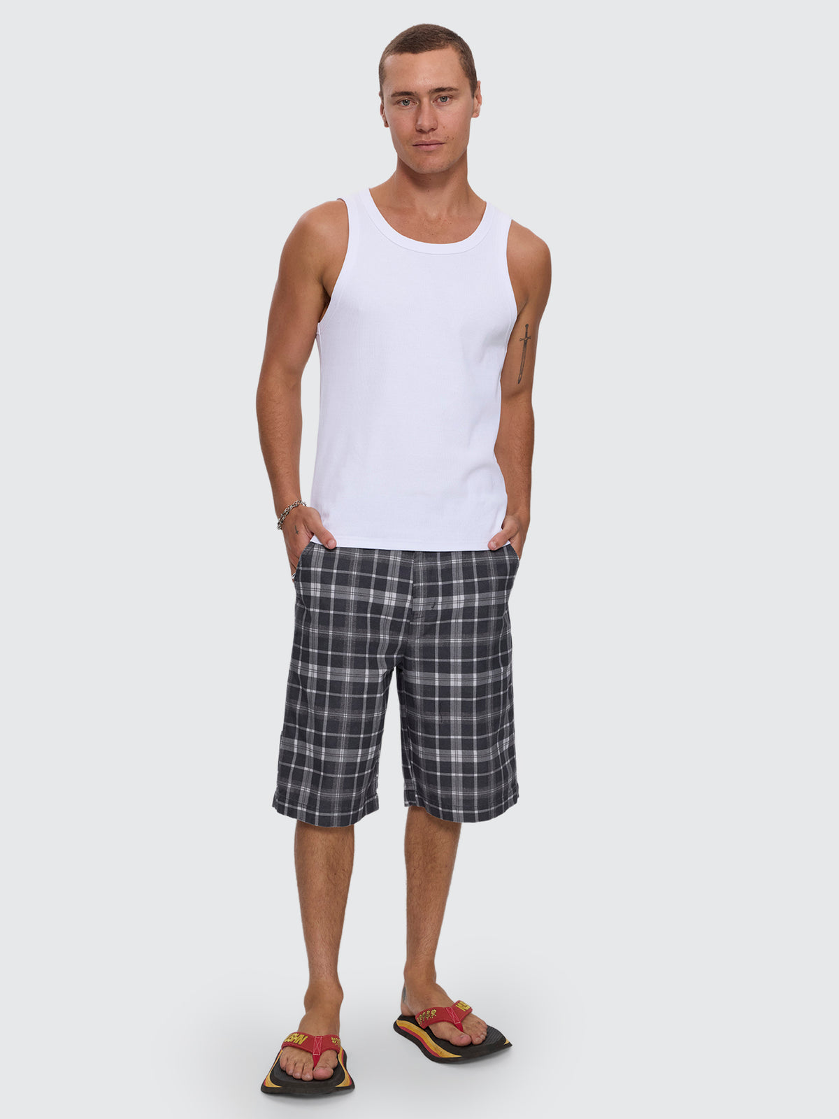 Overdue Fatigue Short - Charcoal Check