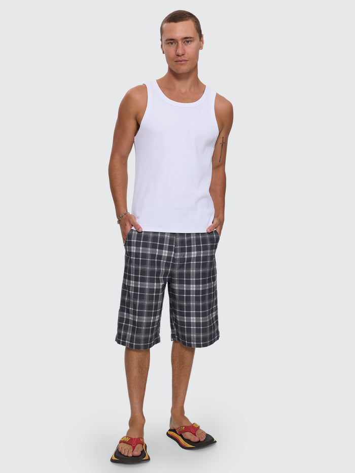 Overdue Fatigue Short - Charcoal Check