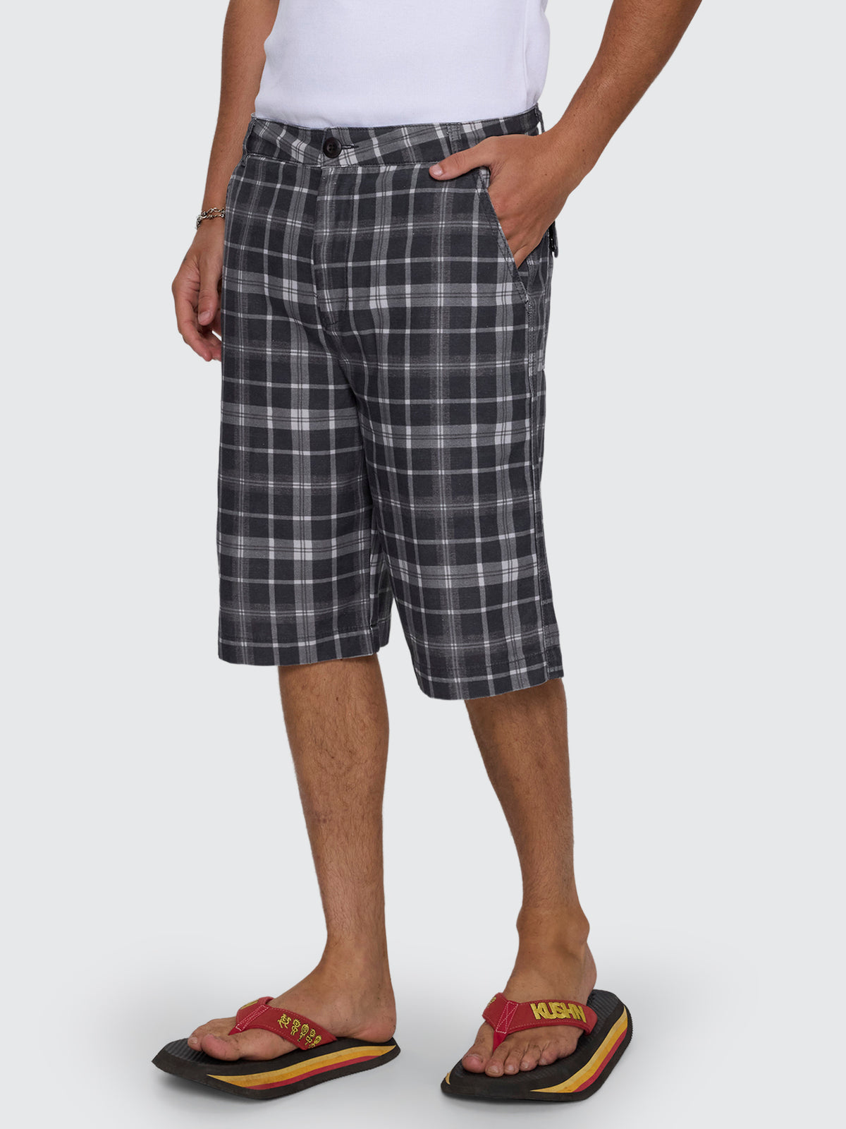 Overdue Fatigue Short - Charcoal Check