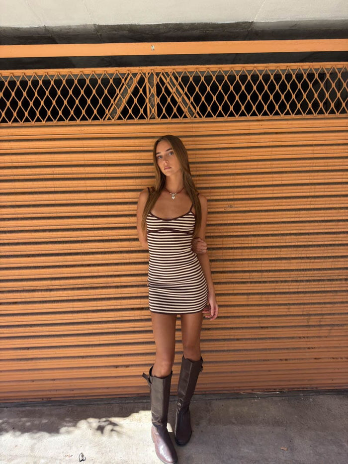Vivid Dreams Knit Mini Dress - Butter Cream Stripe