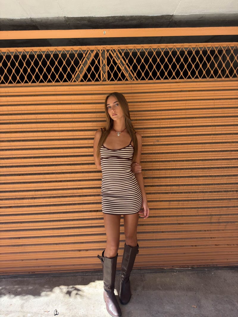 Vivid Dreams Knit Mini Dress - Butter Cream Stripe