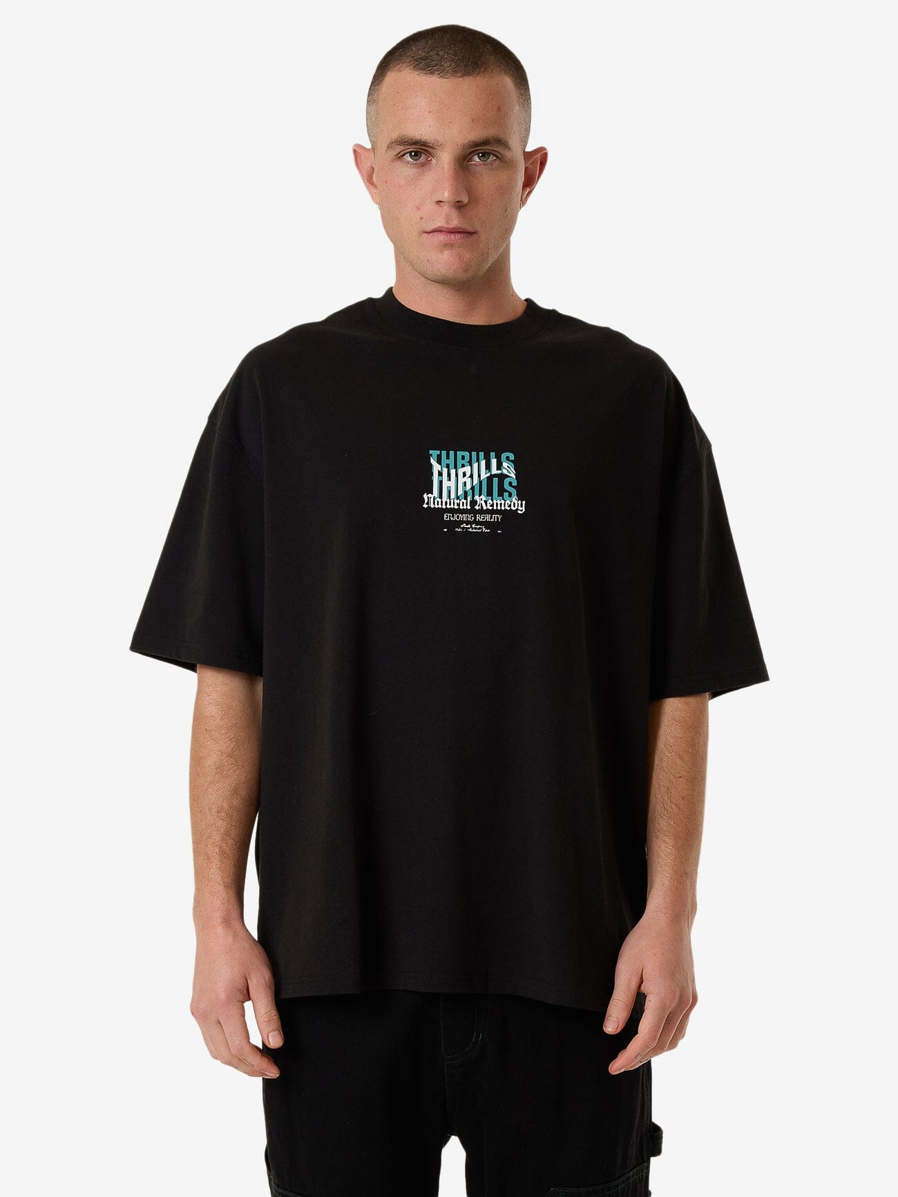 Natural Remedy Box Fit Oversize Tee - Black