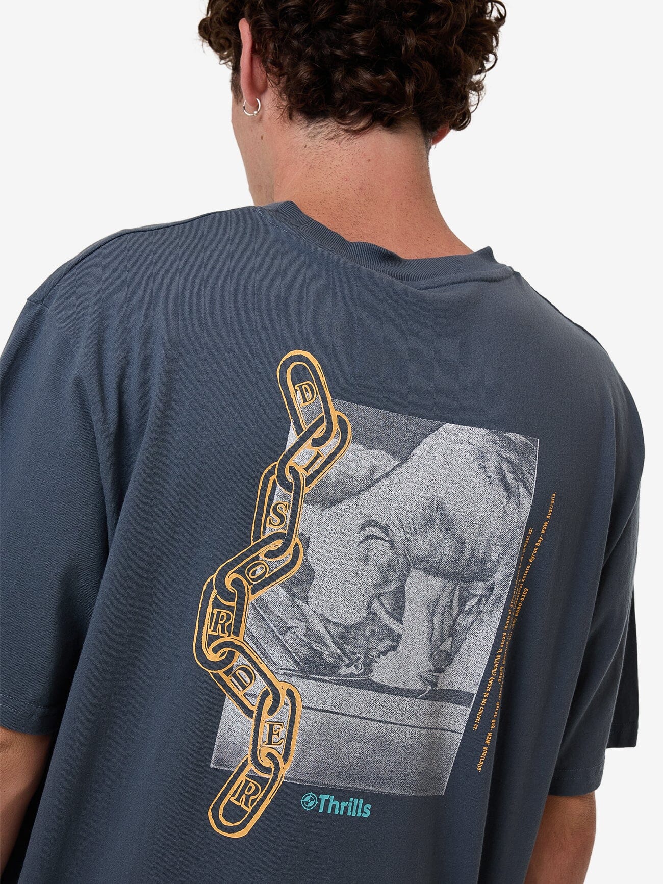 Chain Of Disorder Oversize Fit Tee - Light Petrol