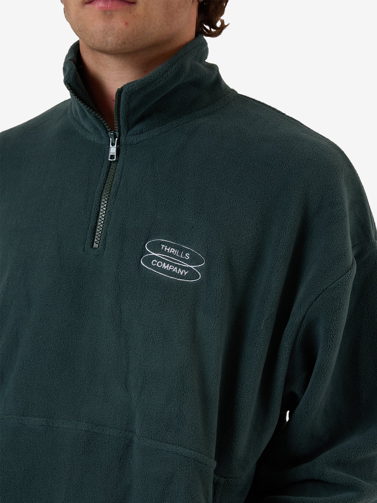 Warped Delusions Quarter Zip Polar Fleece - Dark Jade