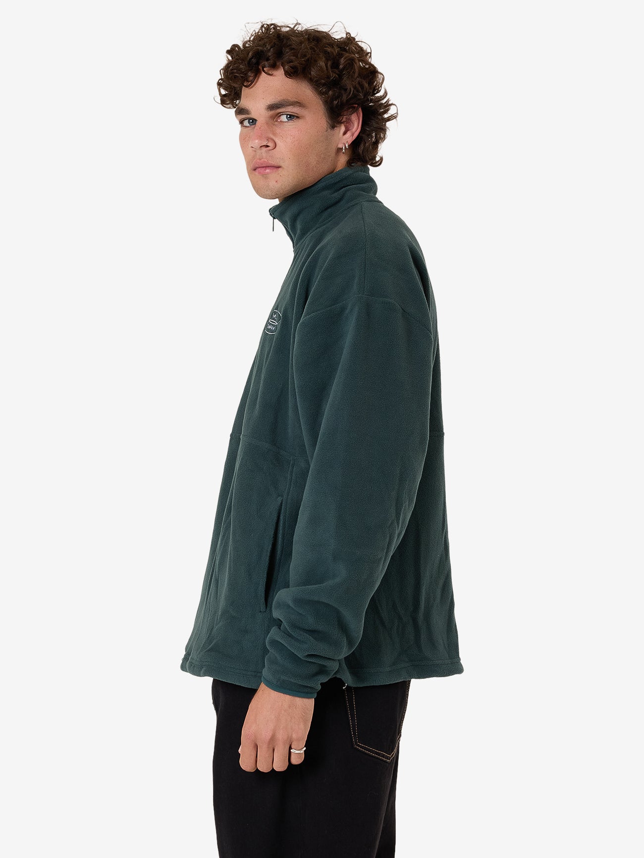 Warped Delusions Quarter Zip Polar Fleece - Dark Jade