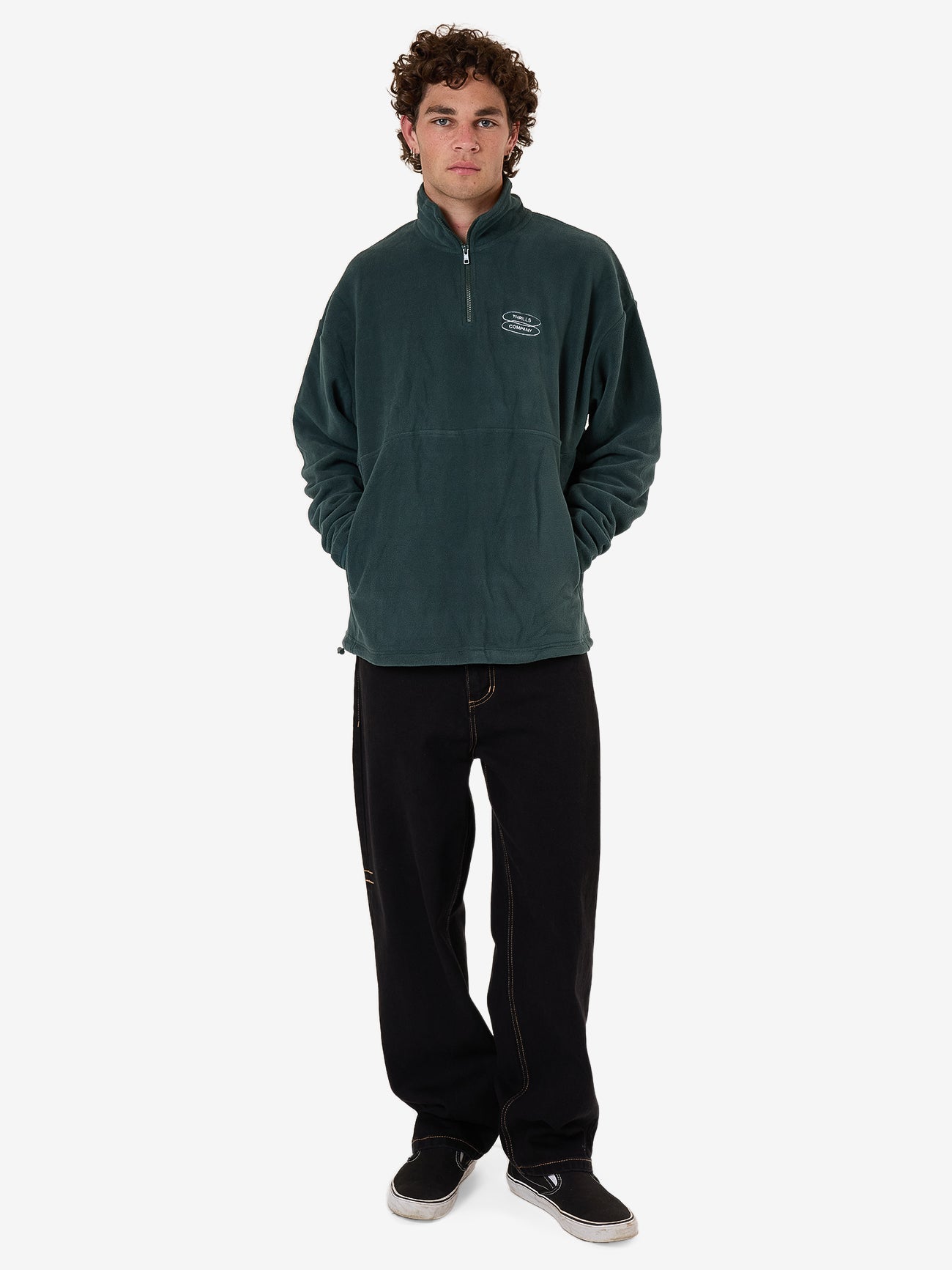 Warped Delusions Quarter Zip Polar Fleece - Dark Jade