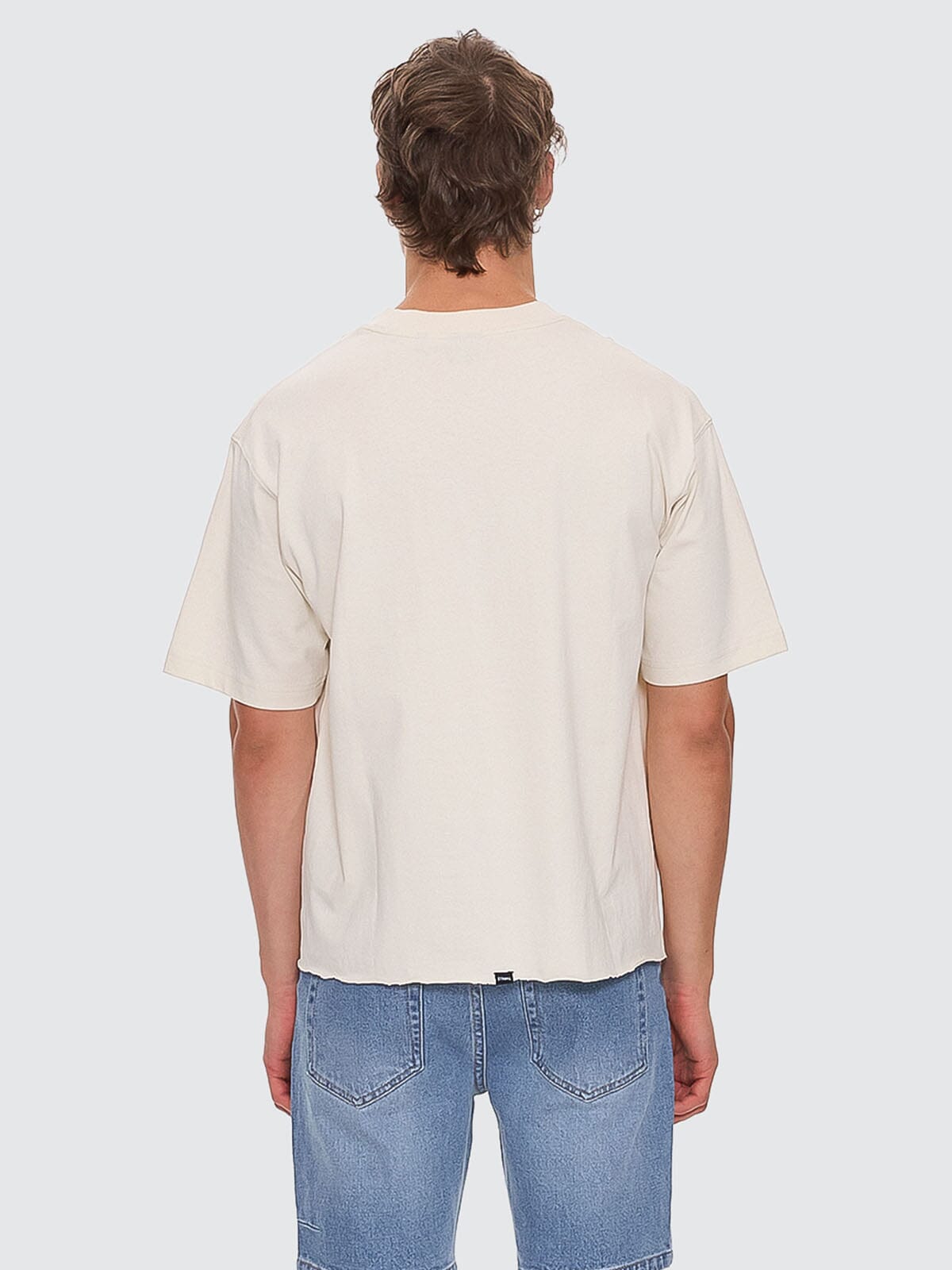 Metamorphic Daze Box Fit Oversize Short Raw Hem Tee - Heritage White XS