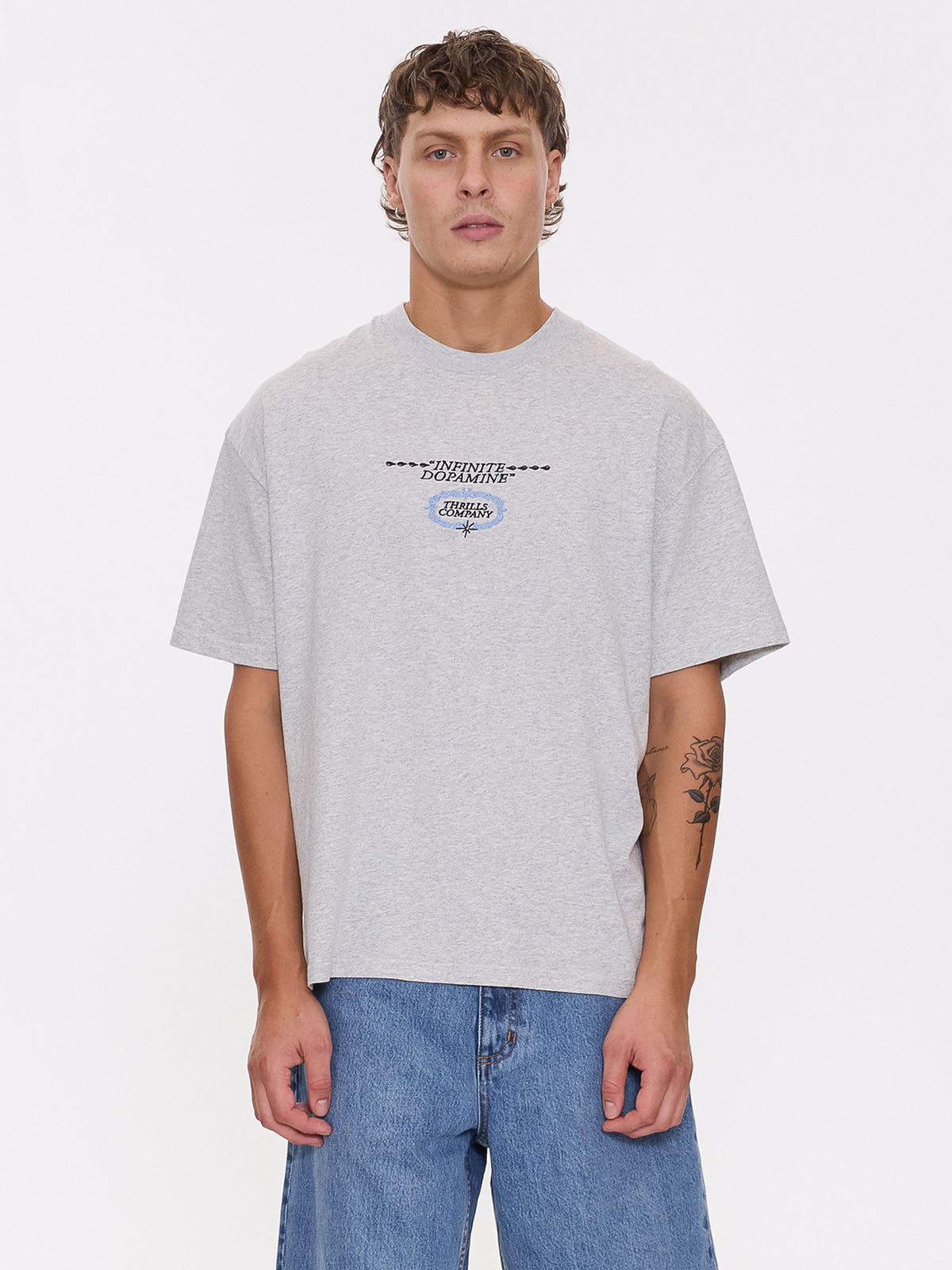 Infinite Dopamine Box Fit Oversize Tee - Snow Marle