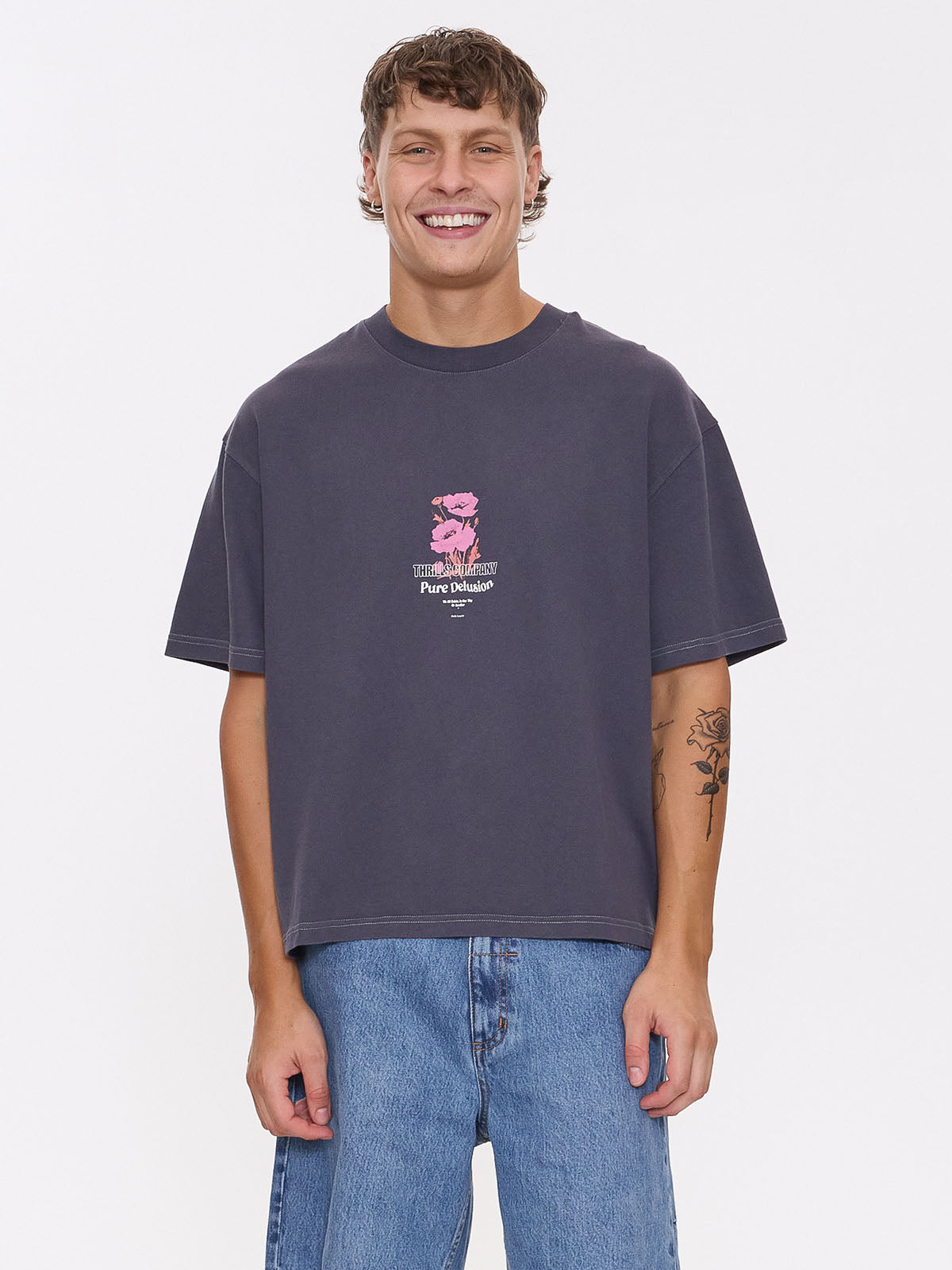 Pure Delusion Box Fit Cropped Tee - Ebony
