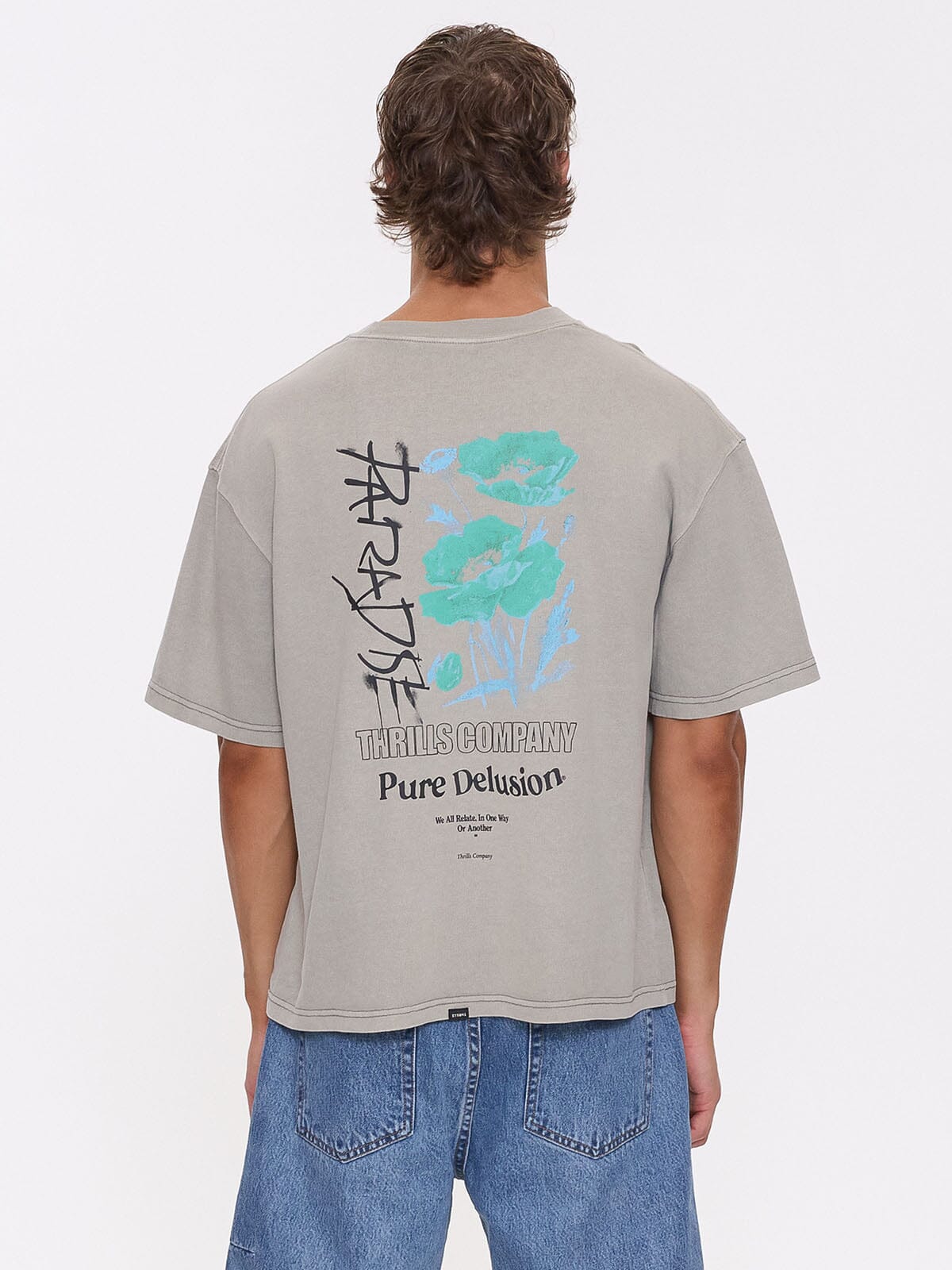 Pure Delusion Box Fit Cropped Tee - Fog