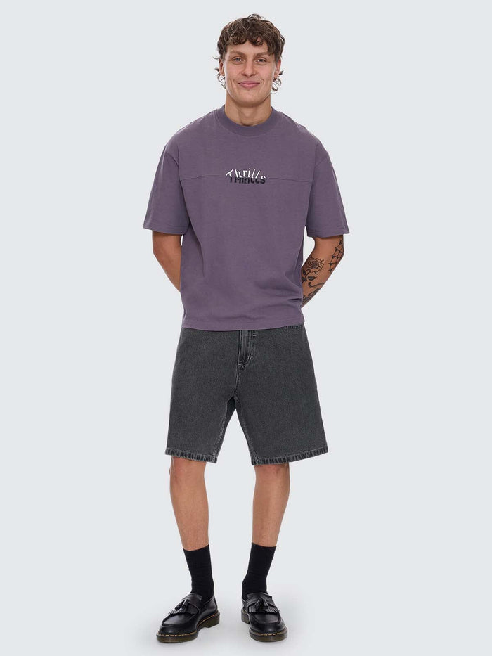 Used And Fused Box Fit Oversize Short Tee - Purple Ash XS