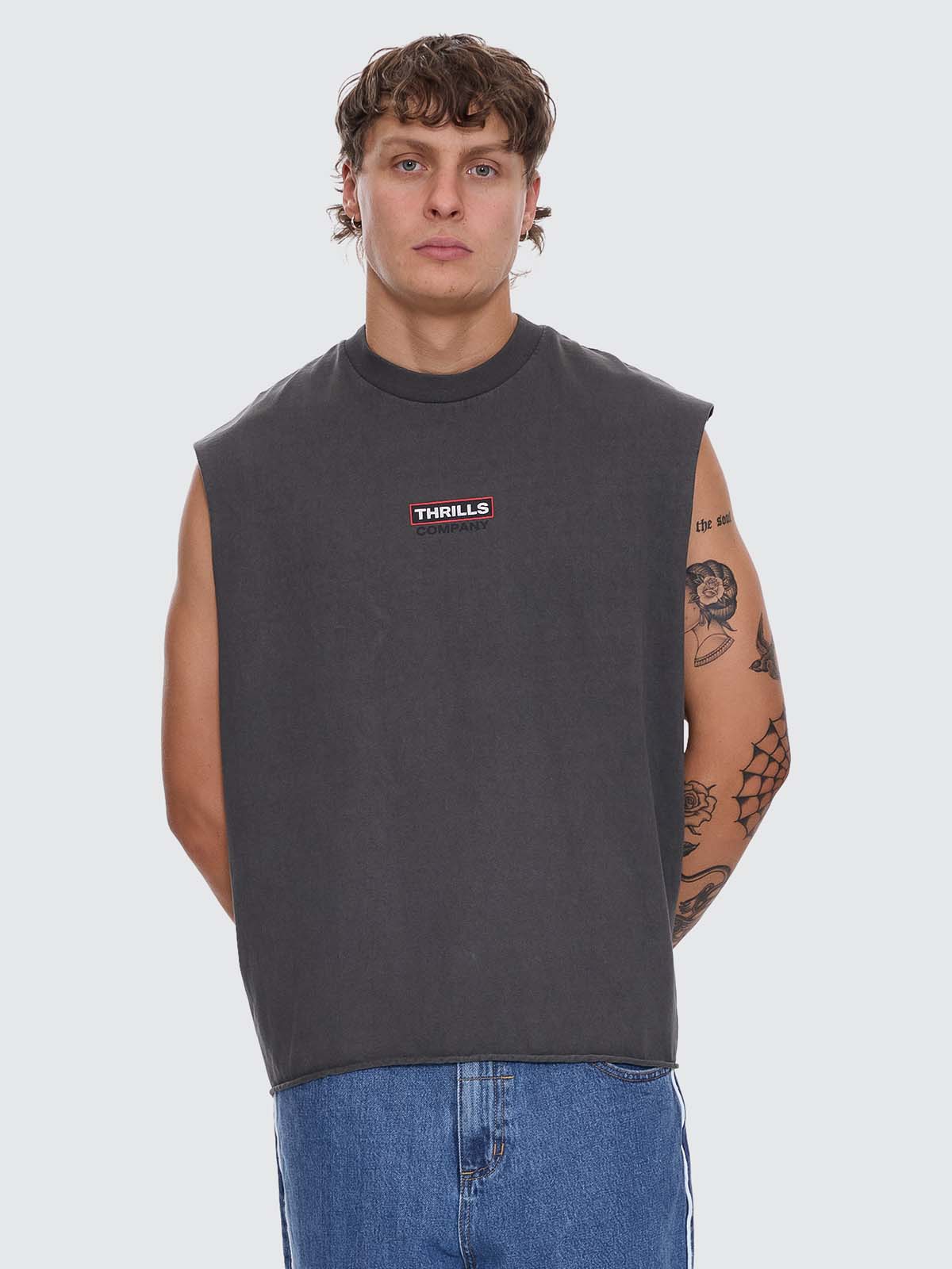 Stinger Box Fit Oversize Cropped Muscle Tee - Merch Black