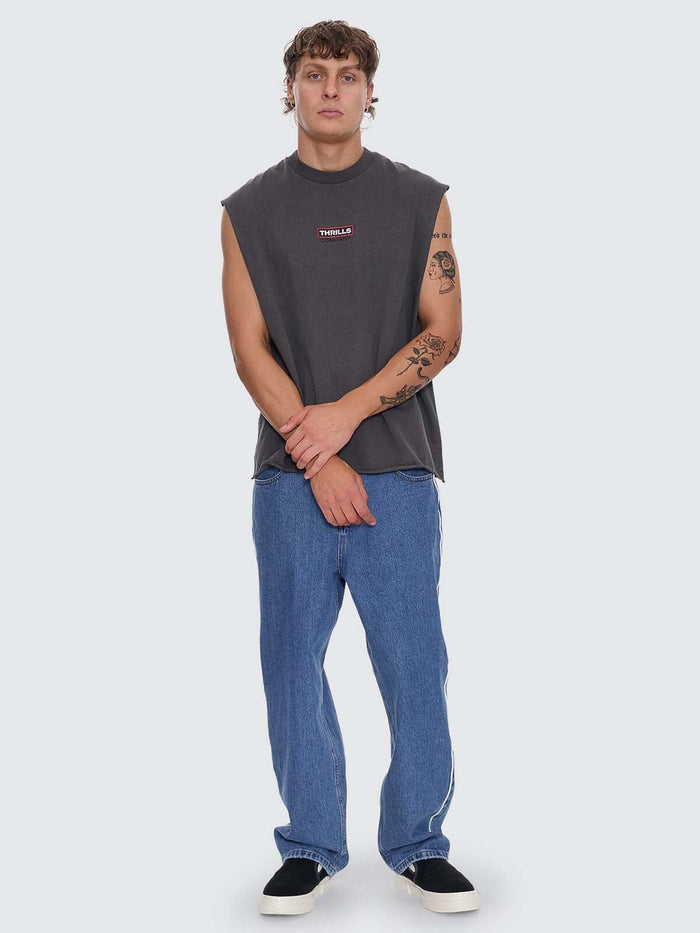 Stinger Box Fit Oversize Cropped Muscle Tee - Merch Black XS