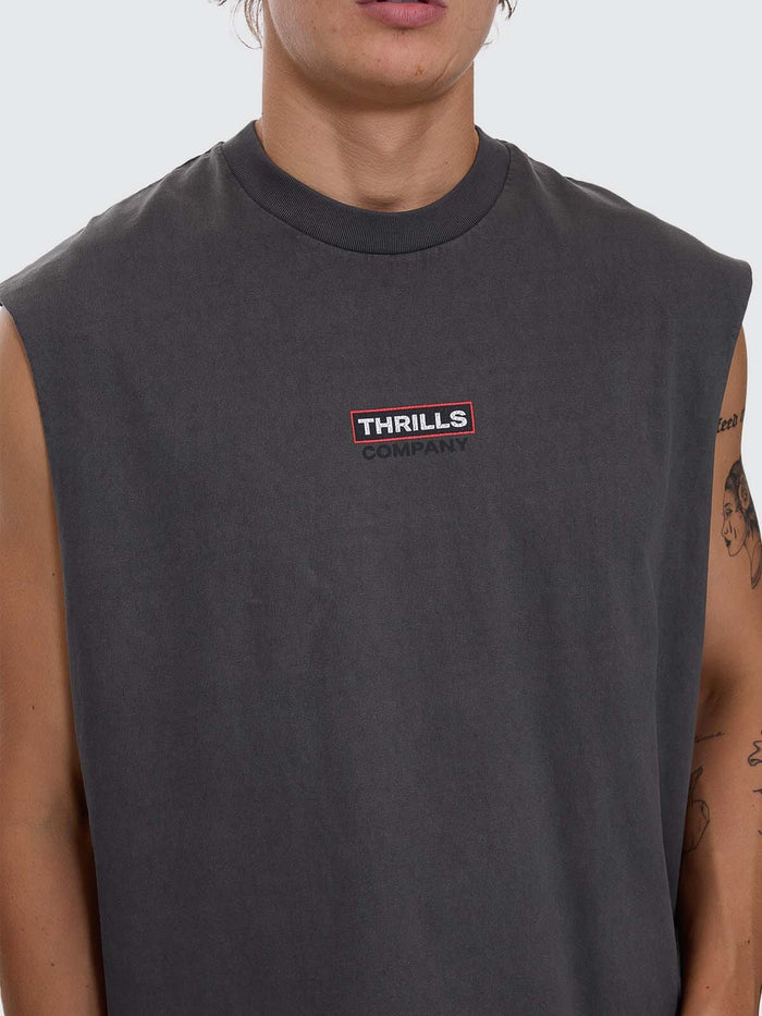 Stinger Box Fit Oversize Cropped Muscle Tee - Merch Black XS