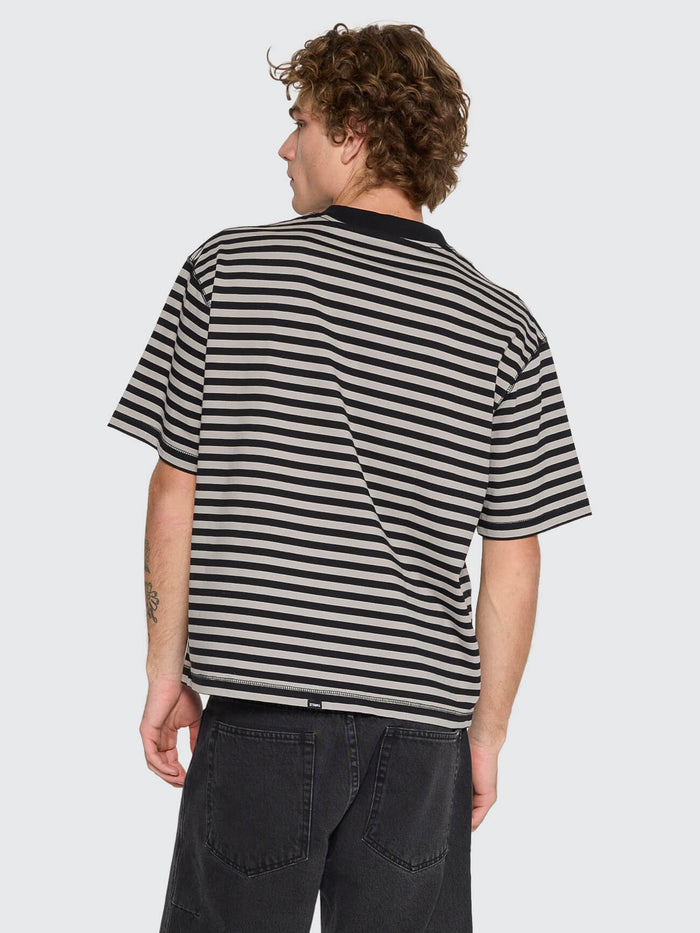 Shattered Stripe Box Fit Oversize Cropped Tee - Grey Stripe XS