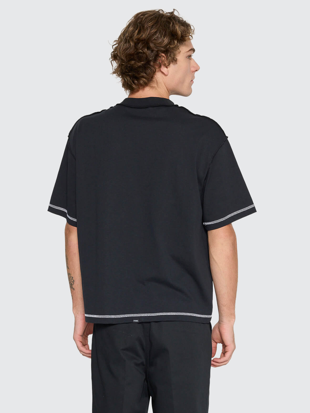 Rose Brigade Box Fit Oversize Cropped Tee - Washed Black XS