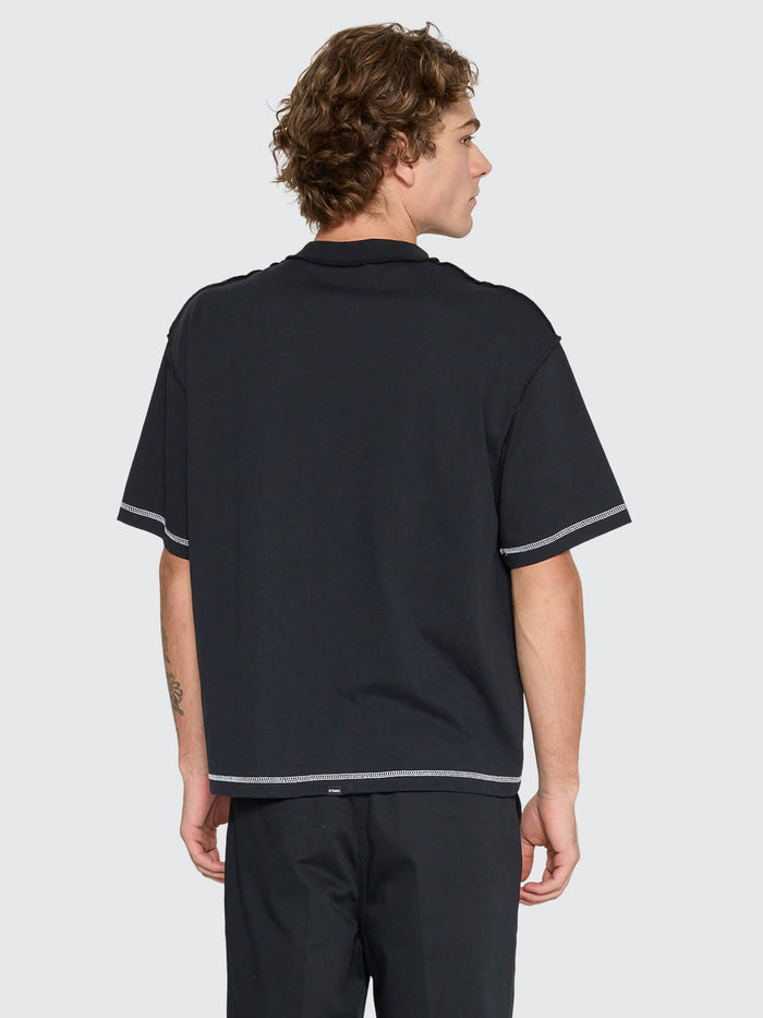 Rose Brigade Box Fit Oversize Cropped Tee - Washed Black XS