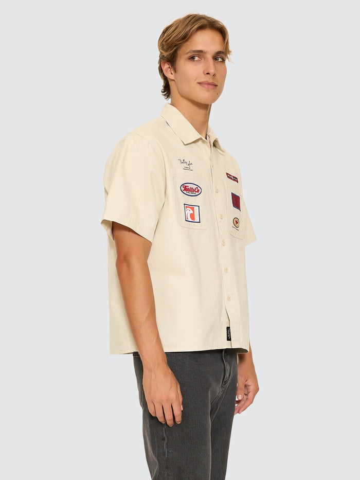 Double Time Short Sleeve Crop Work Shirt - Bone