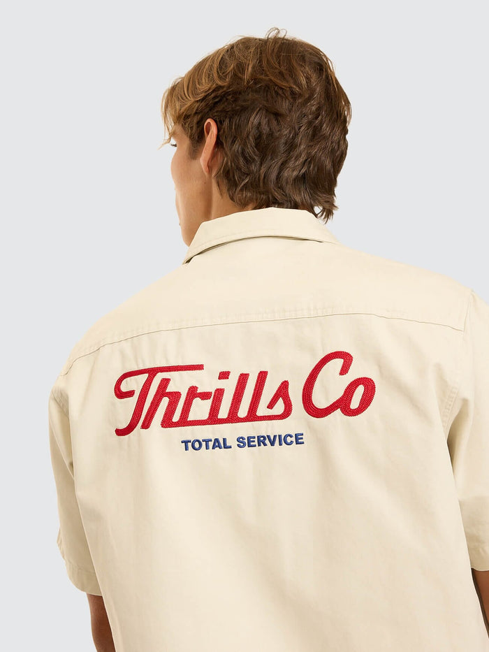 Double Time Short Sleeve Crop Work Shirt - Bone