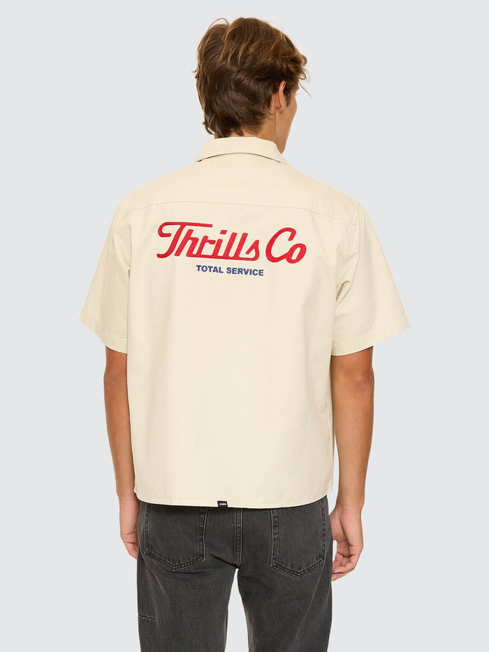 Double Time Short Sleeve Crop Work Shirt - Bone