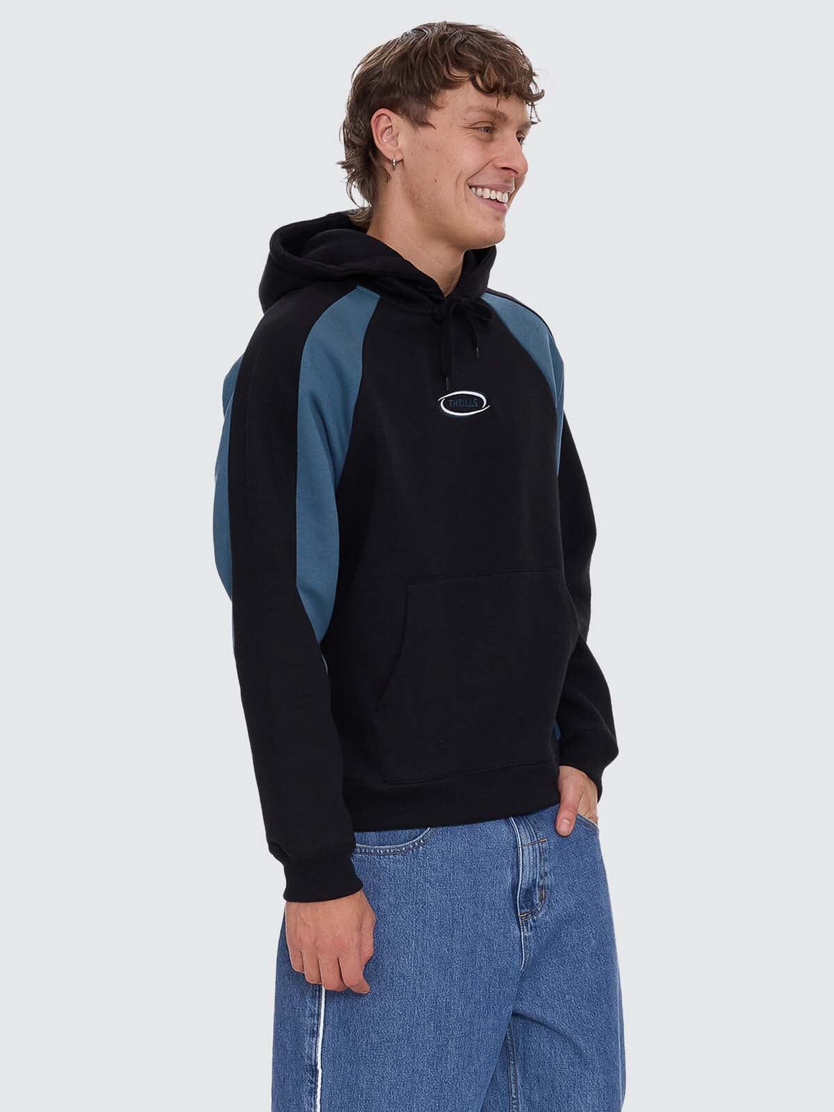 Subside Embro Box Fit Cropped Raglan Hood - Washed Black XS